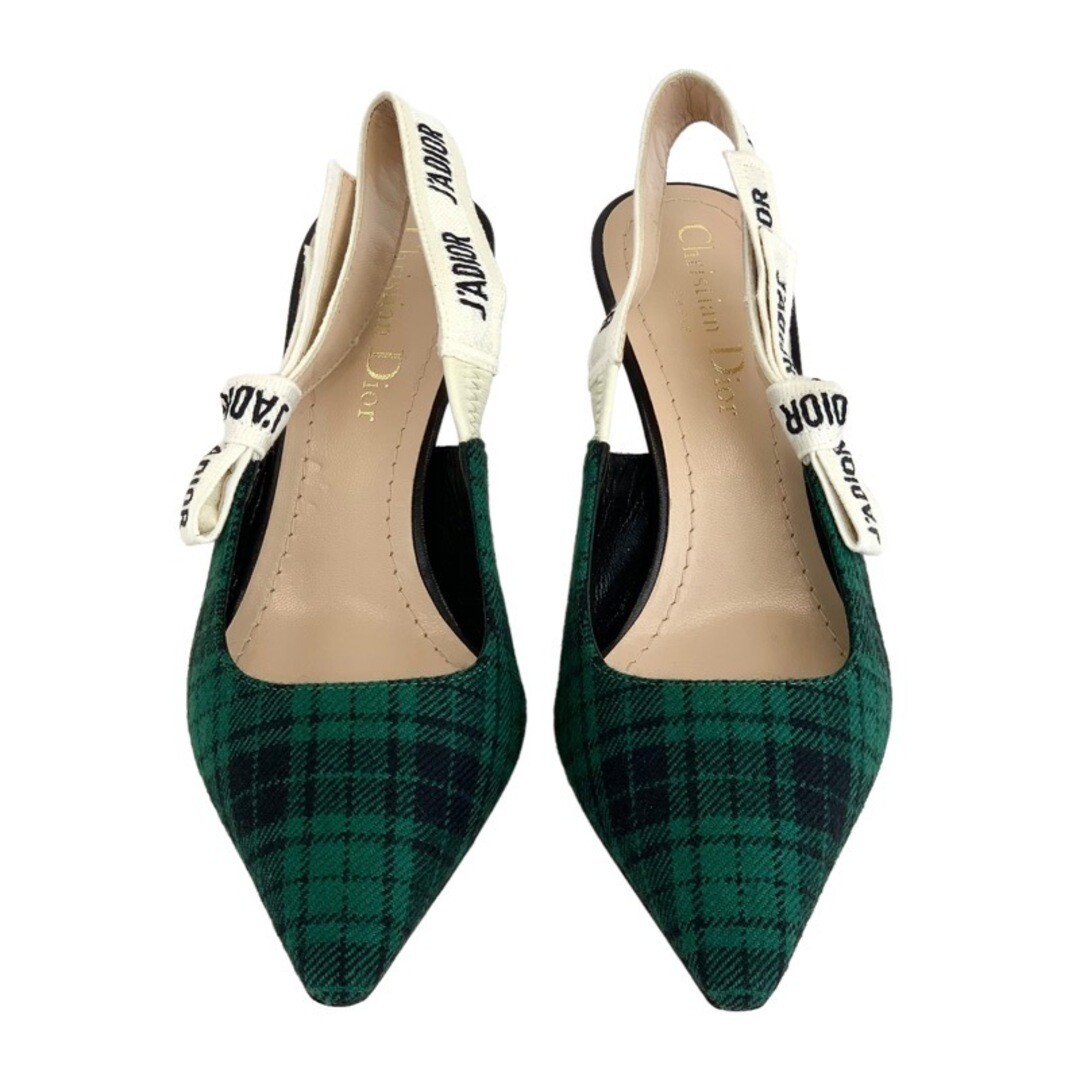 Christian Dior J'ADIOR Pumps Shoes Green Wool Check Ladies Size 35
