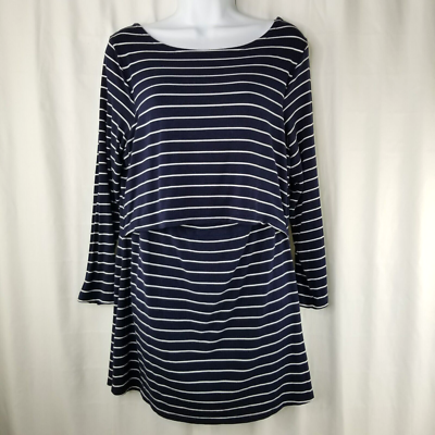 Love by Gap Nursing Top Size Medium Navy Blue White Striped Overlay Women's