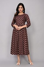 Feeding Dress Woman Flower Printed Maternity Zippers Gown Kurta