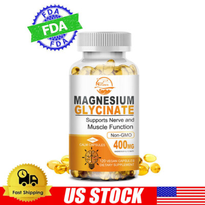 Magnesium Glycinate | 1330mg | 120 Capsules | Buffered & Chelated | Vitamin B