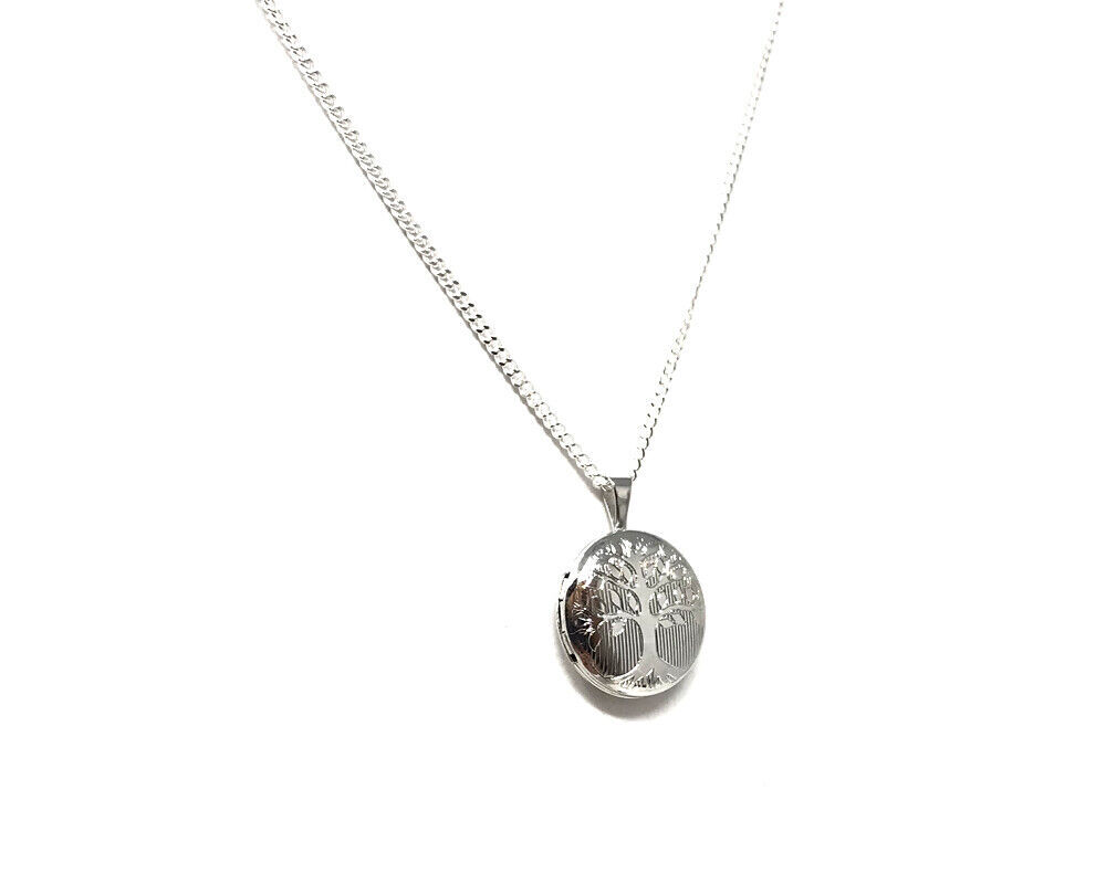 NEW Sterling Silver Rhodium Plated Tree of Life Locket on Silver Necklace