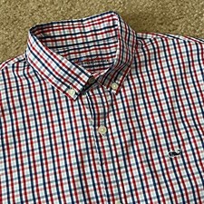 Vineyard Vines Boys OTG Performance Red Blue Plaid Long Sleeve Shirt Size XL 18