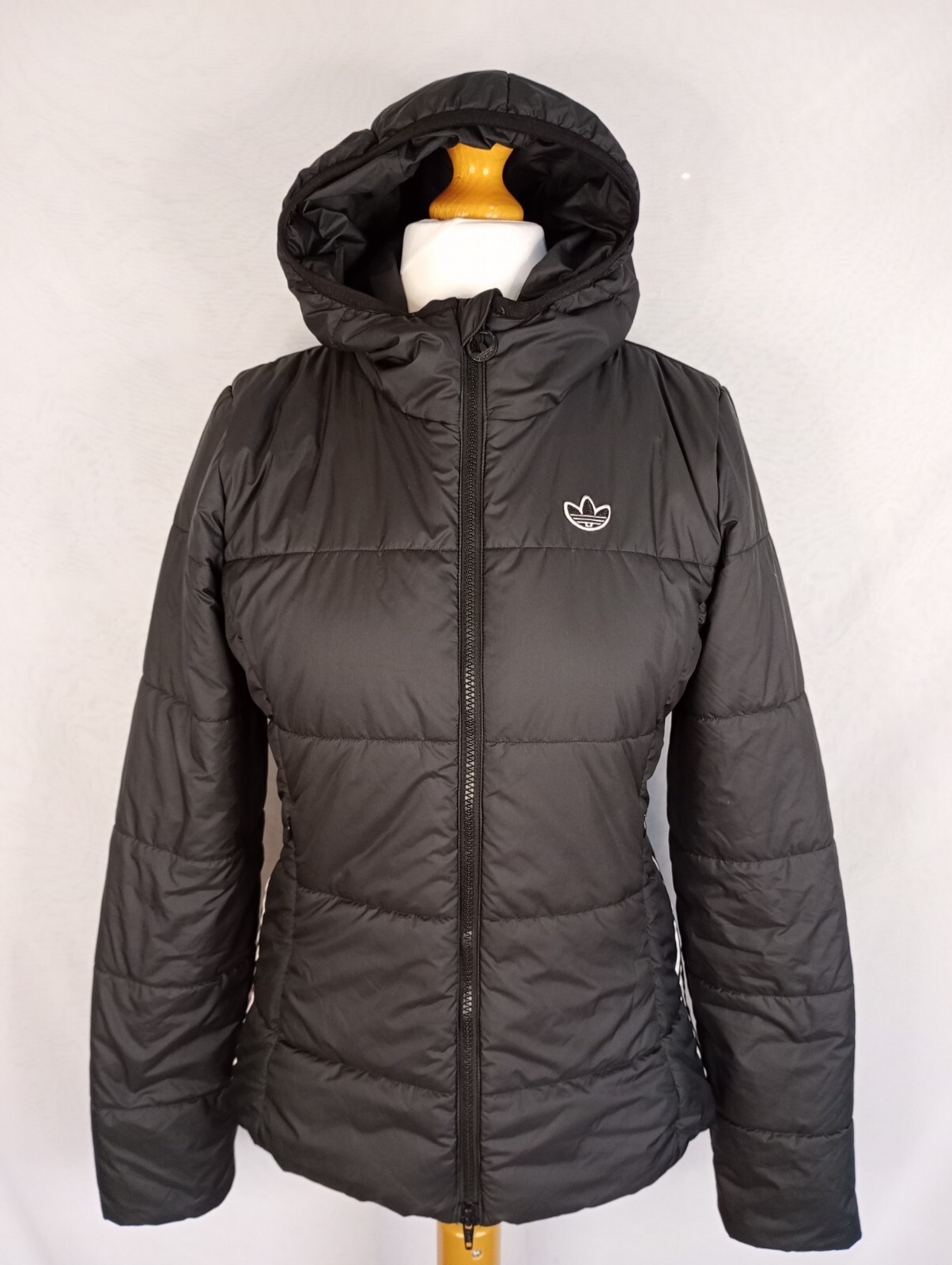 ADIDAS LIGHTWEIGHT PADDED HOODED JACKET WOMENS SIZE 12 AUTHENTIC ZIPPED POCKETS