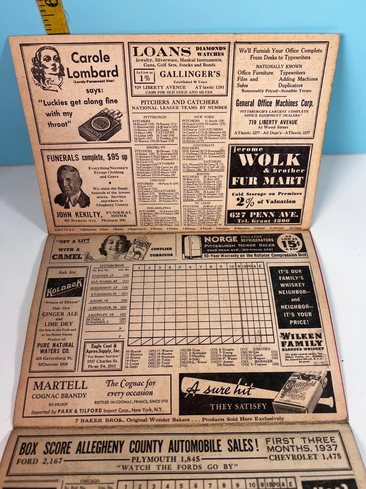 1937 Pittsburgh Pirates Baseball Program v Cubs Unscored 🔥 - Image 2 of 4