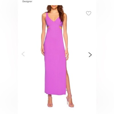 susana monaco purple dress Susana Monaco Mock Neck Sleeveless Drop Waist Dress 42"