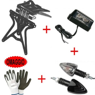 FÜR MALAGUTI DRAKON 50 NKD KIT VERSTELLBARER KENNZEICHENHALTER MOTORRAD + 1 PAAR BLINKER A