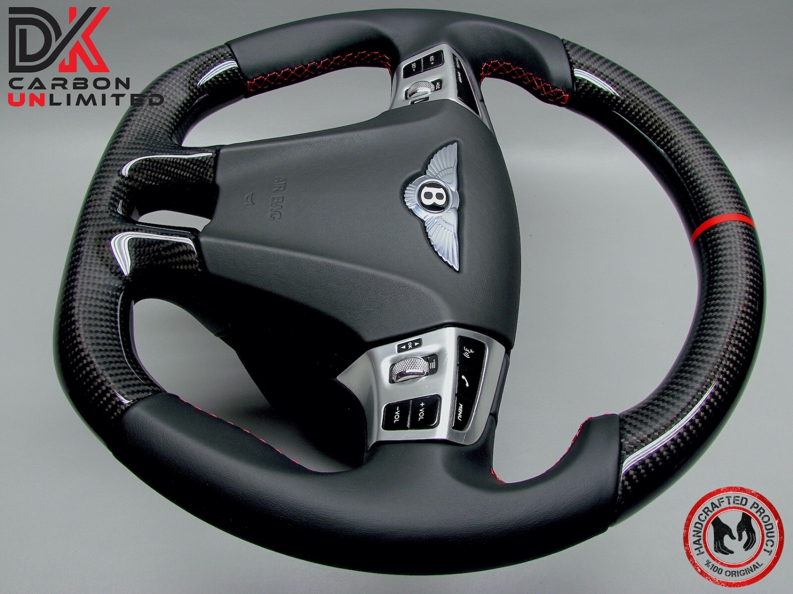 Bentley Continental GT 2011 Flying Spur Red Ring Napa Carbon Steering Wheel v1
