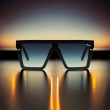 Quay Hindsight Black /Smoke Green Fade Rimless Sunglasses Shield 51mm Unisex
