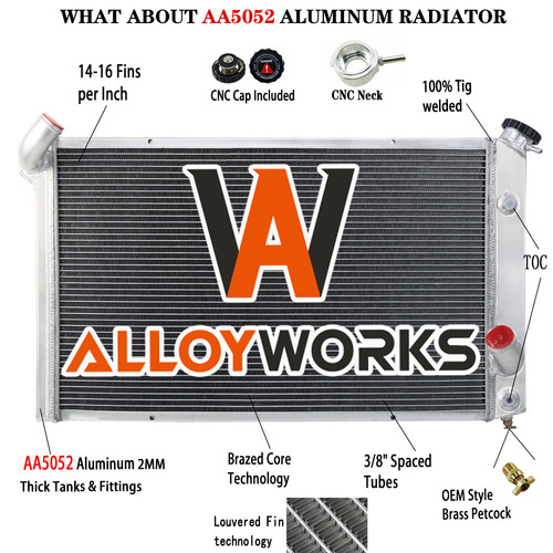 3 Row Aluminum Radiator For 1973-1976 Chevy Corvette Base Stingray 5.7L ...