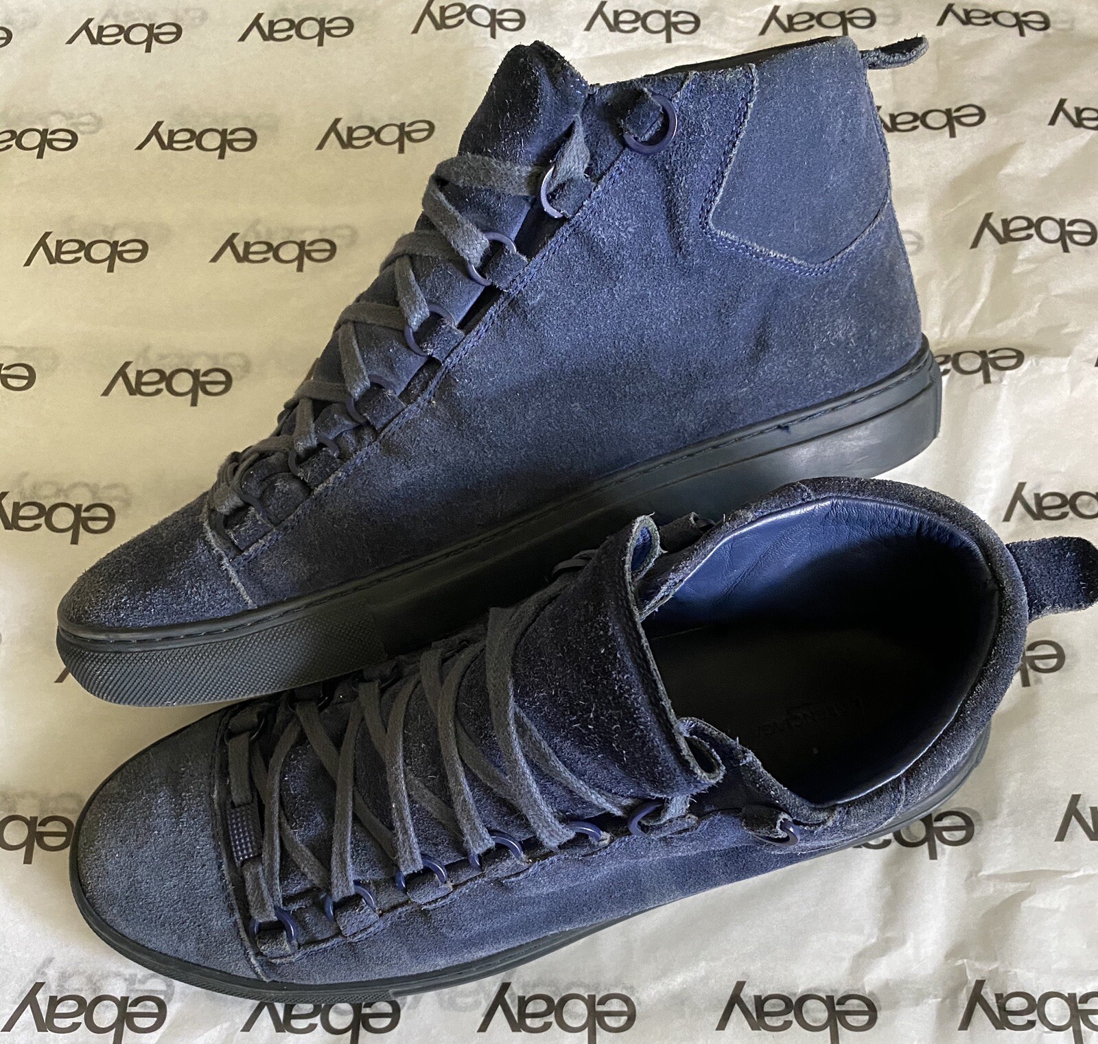 Balenciaga Arena Blue Suede High Top 