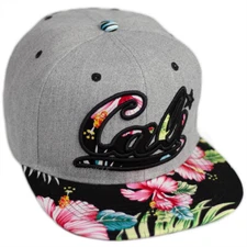 Baseball Cap Cali Snapback Hat Flat Bill Adjustable Embroidered Hawaiian Floral