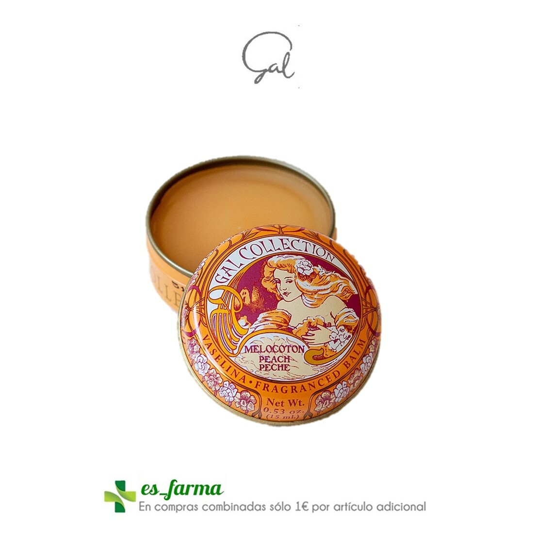 GAL Collection Petroleum Scented Peach Tin PEACH Fragranced Lip Balm 15G