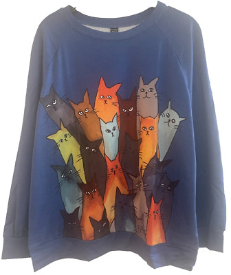NEW Emery Rose Thin Shirt/Sweatshirt EASY Comfort Lightweight Cat Kitten Pattern