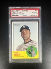 2012 Topps Heritage DEREK JETER Yellow Bottom SSP #20 PSA 10 SUPER LOW POP 11