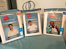 HANES 100 Cotton PREMIUM Crew Neck T-SHT S  V-Neck T-SHT M  Ribbed Tank L 