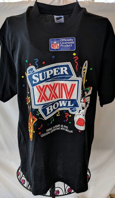 Vintage NFL Super Bowl XXIV T-Shirt Sz L USA New Orleans 49'ers vs. Broncos NWOT | eBay