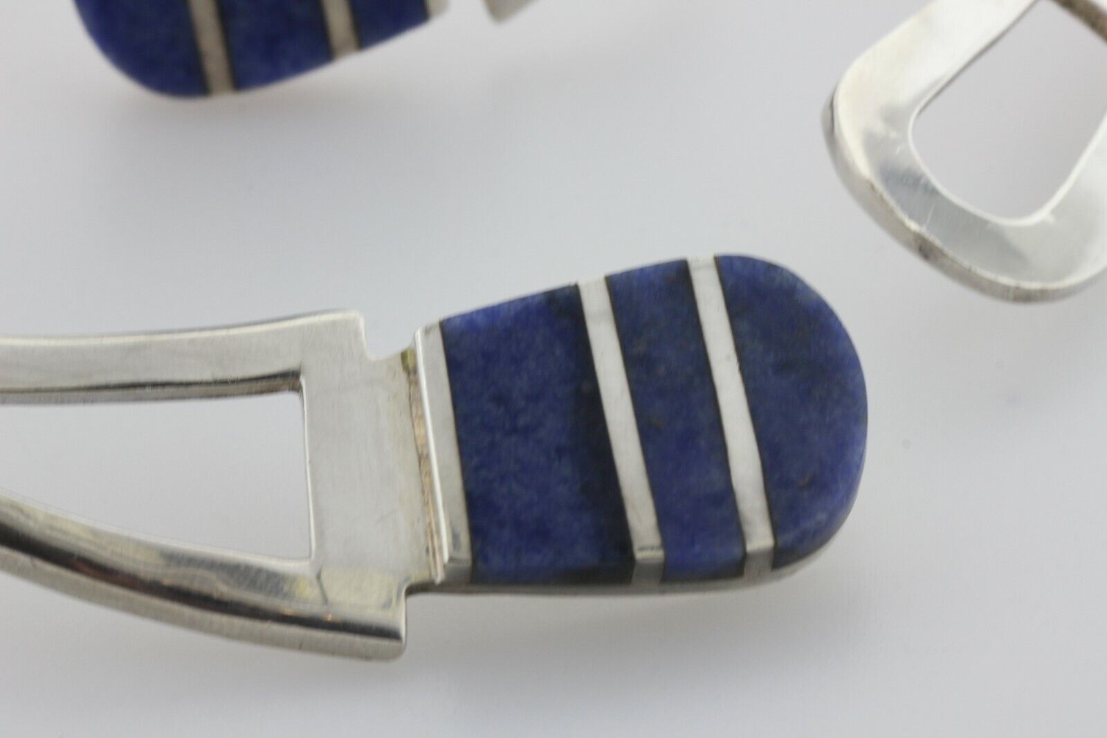 TN-32 Taxco Mexico Sterling Silver Denim Lapis Collar Necklace 