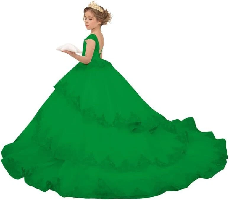 green dress 14 Girl's Emerald Green Beaded Dress | Flower Girl Dress main image 0