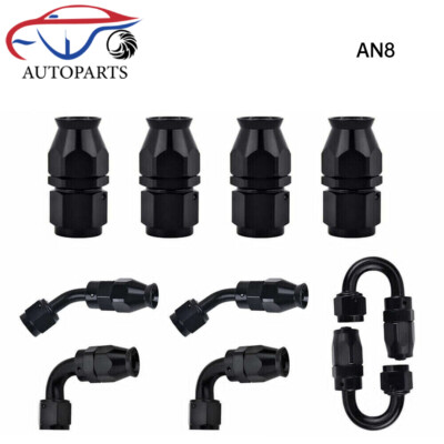 10PACK AN8 8AN PTFE Teflon Hose End Fitting Adapter Kit E85 Oil Fuel Gas Line