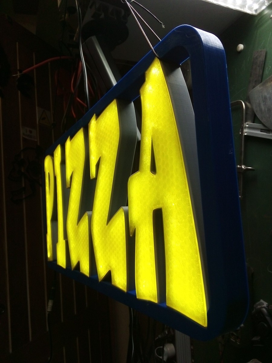 PANNEAU LUMINEUX LED RECTO-VERSO PIZZA AVEC ANIMATION ET Telecommande 70x70 Cm