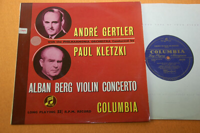 Gertler Kletzki Berg Violin Concerto UK Ed1 Columbia Mono 10'' 33C 1030 EX+/NM