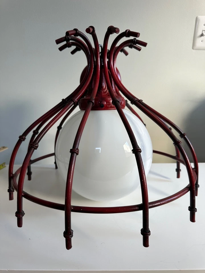 Pagoda Estilo Asiático Lámpara Vintage Bambú Aspecto Pesado Regencia Chinoiserie Foto 2 de 4