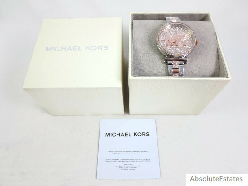 NEW Michael Kors Sofie Glitz Two Tone Rose Gold & Silver Watch