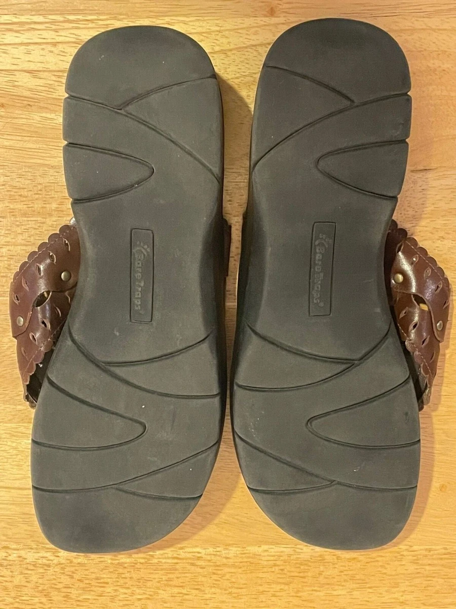 Bear Traps Brown Leather Thong Sandal Flip Flop Size 8.5M Cut Out