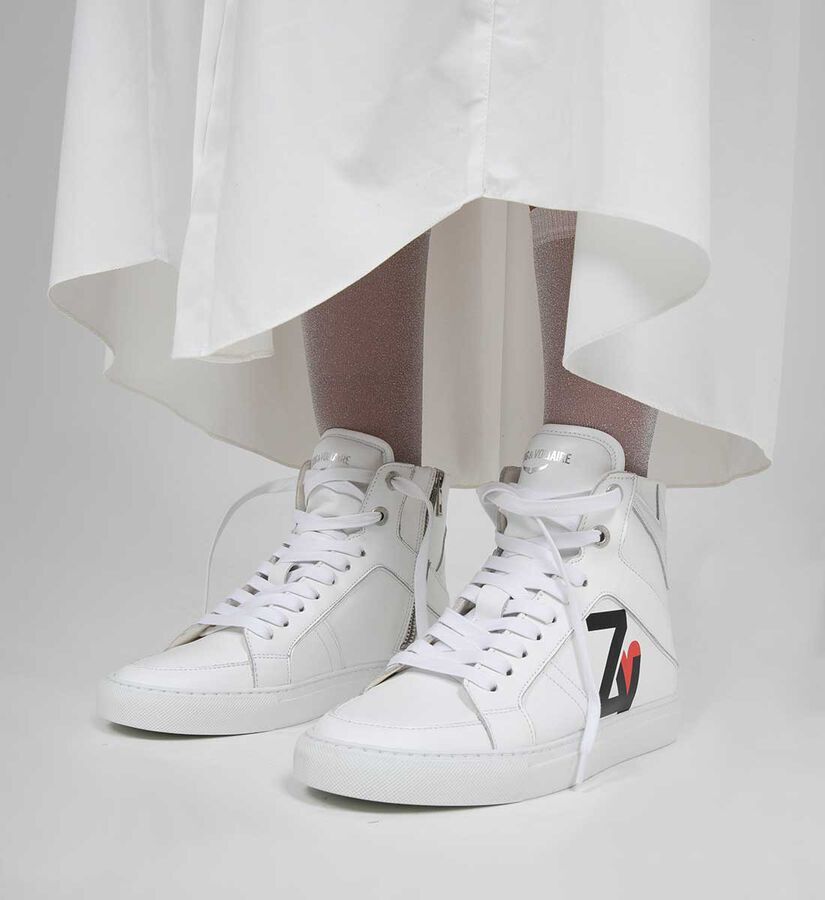 NIB Zadig & Voltaire ZV1747 High Flash Sneakers in White Size EU