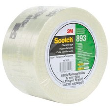 Scotch® Filament Tape 893, Clear, 12 mm x 55 m, 6 mil
