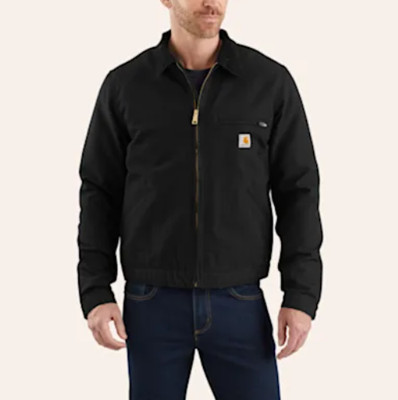 Mens Duck Canvas Work Jacket Black Blanket Lined Detroit Style Heavy Duty Coat X