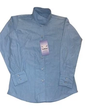TuffRider English Show Shirt Youth Size 8 NWT EQUESTRIAN Blue JPC