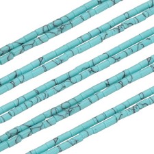 Stone Tube Beads, 2 Pcs Cylinder Loose Beads Agate Tube, Ultramarine