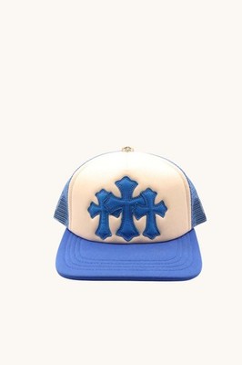 Cemetery Triple Cross Patch Blue Trucker Hat