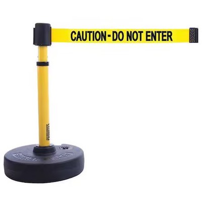 Banner Stakes Pl4085 Barrier Post With Belt, Yellow, 15 Ft Length, 22 In To 42