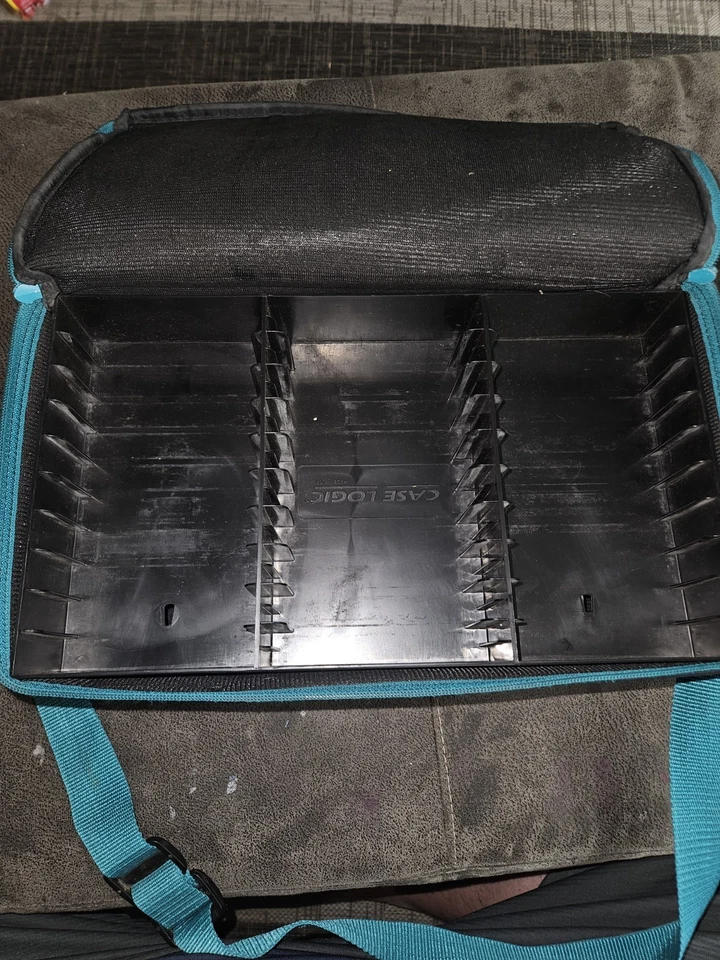 Case Logic 60 Cassette Tape Case Double Sided Black W/ Teal Strap - Image 2 of 4