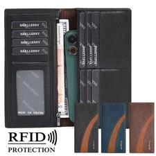 Man's Leather Wallet RFID Blocking Handbag Credit Card Holder Zipper Purse Gift