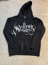 Sullen Men  s L Black Hoodie Winged Woman RARE 
