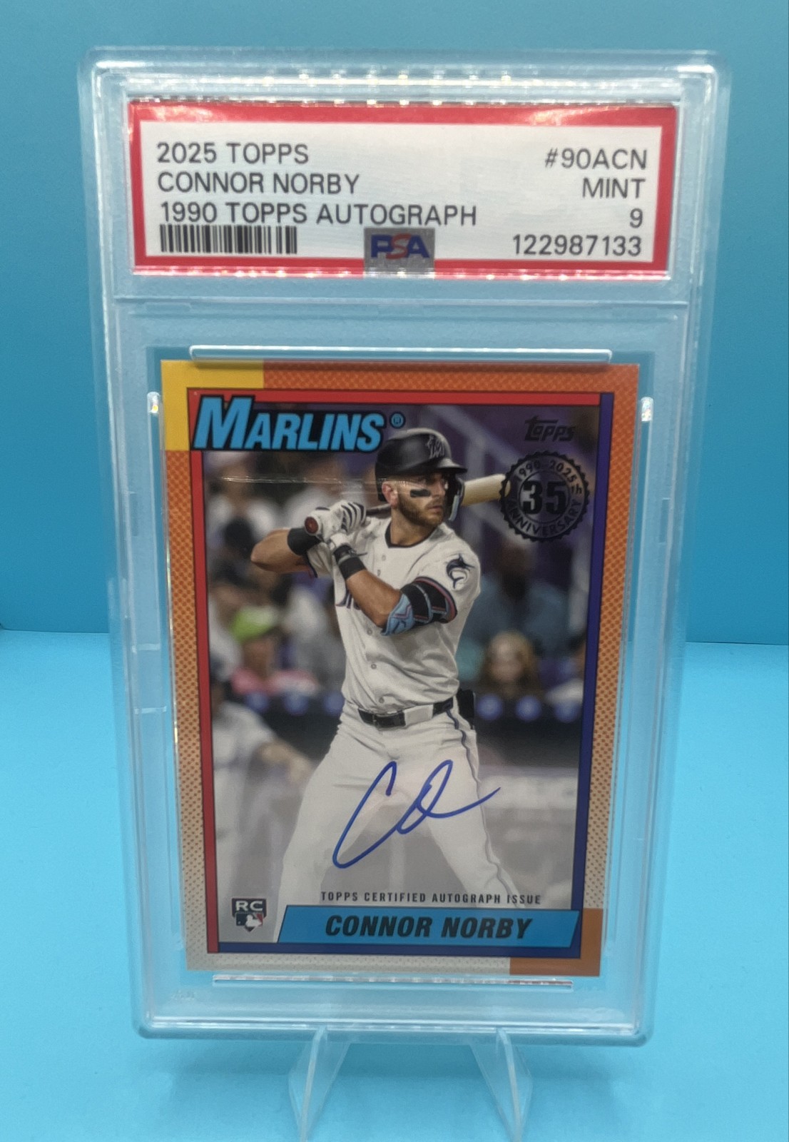 2025 Topps - 1990 Topps Baseball Autographs Connor Norby #90A-CN. PSA 9