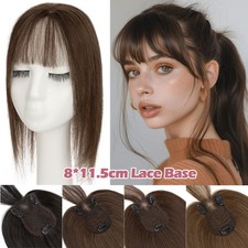 Free Part Women Topper Real Human Hair Top Toupee Wig Piece Clip in Hairpiece US