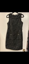 Karl Lagerfeld Paris Black White Plaid Tweed Dress Size Small