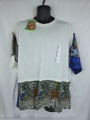 Houston White Men's White Short-Sleeve Shirt with Floral Hem Size XL NWT AL-1781