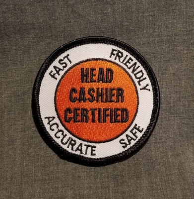 LMH Patch HEAD CASHIER CERTIFIED Fast Friendly Safe Accurate HOME DEPOT Employee