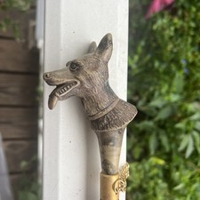 Vintage Carved Dog Head Shoe Horn Made In Italy 23"
