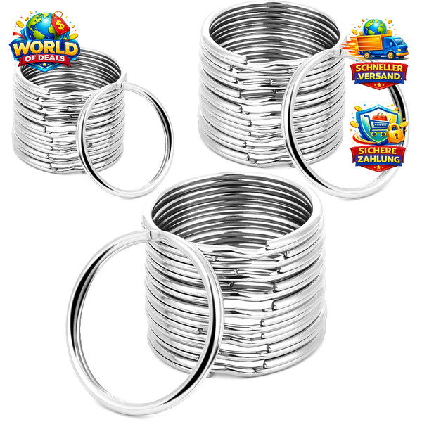 SchlüSselringe Edelstahl 20Mm-30Mm 60 StüCk Runde Ringe FüR Diy Handwerk ZubehöR-image