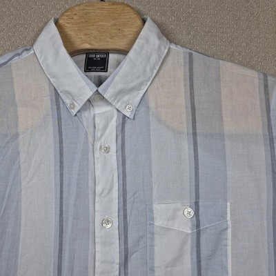  Todd Snyder Mens XXL Blue Gray & White Striped LS Button Down Shirt 100% Cotton