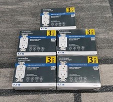 Eaton GF15W-3 15A 125V Slim GFCI Receptacle LOT OF 5 White, 3-Pack NEW i1