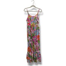 Lilly Pulitzer Target Girls Nosey Posey Floral Smocked Maxi Dress Pink L 10/12