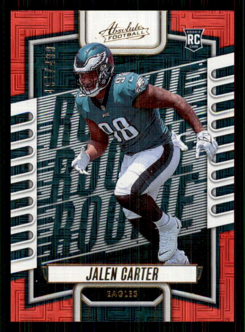 2023 Absolute Red Squares #107 Jalen Carter Rookie RC Philadelphia Eagles /499