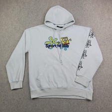 Nickelodeon Spongebob Squarepants Hoodie Size M Embroidered Sweatshirt Cream